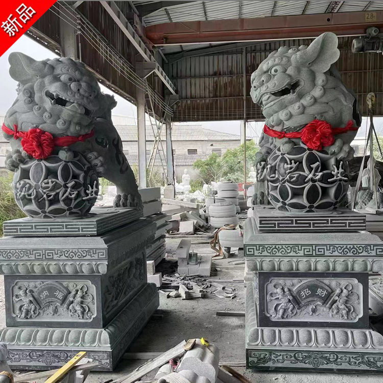 惠安石雕獅子廠家 戶外門口石獅子 青石石材制作 凱巖石業